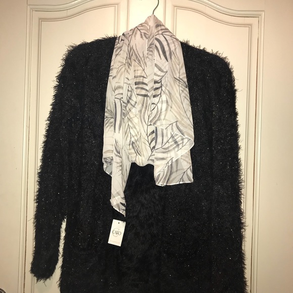 Cato Beige Palm Print Scarf - Picture 3 of 7